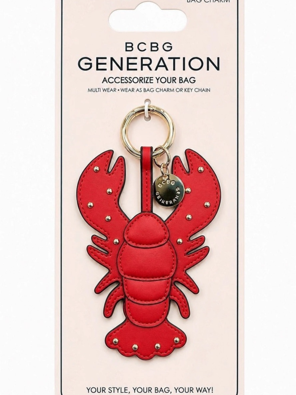BCBG Generation Bag Charm Red Lobster NWT